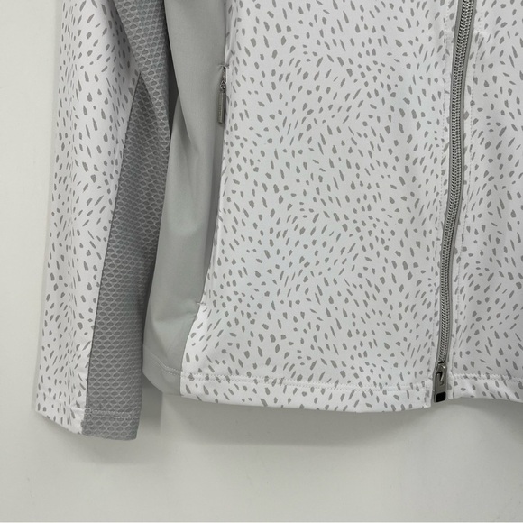 Kjus Women's Sunshine Printed Mock Neck Zip Golf Shirt Jacket in White Gray 38 M - Picture 12 of 14